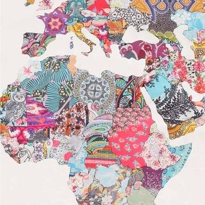 Urban Outfitters Multicoloured Quilt-Pattern World Map Duvet Cover TWIN SIZE